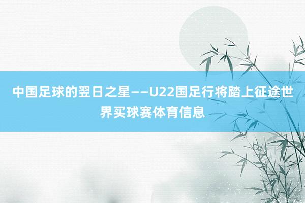 中国足球的翌日之星——U22国足行将踏上征途世界买球赛体育信息