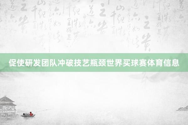 促使研发团队冲破技艺瓶颈世界买球赛体育信息