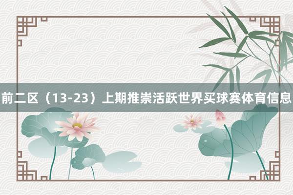 前二区（13-23）上期推崇活跃世界买球赛体育信息