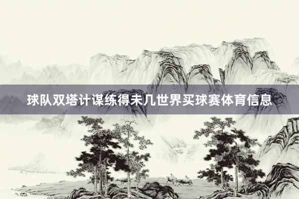 球队双塔计谋练得未几世界买球赛体育信息