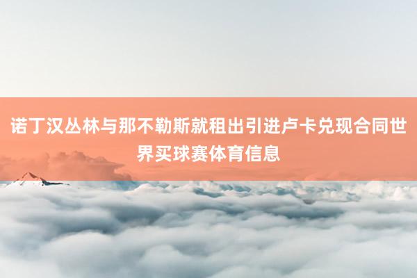 诺丁汉丛林与那不勒斯就租出引进卢卡兑现合同世界买球赛体育信息