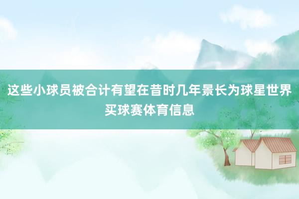 这些小球员被合计有望在昔时几年景长为球星世界买球赛体育信息