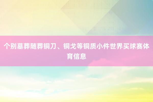 个别墓葬随葬铜刀、铜戈等铜质小件世界买球赛体育信息